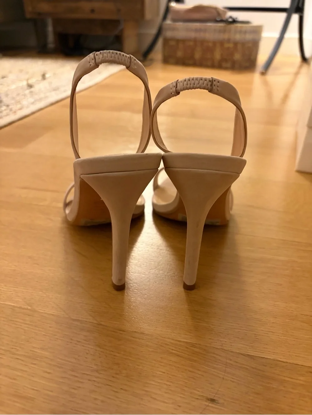 SCHUTZ Blush Suede Single-Band Slingback Heels